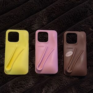 RHODE Silicone Phone Case Trio in Yellow, Pink & Brown